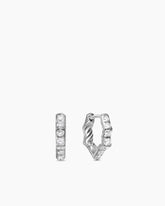Zig Zag Stax™ Huggie Hoop Earrings in Sterling Silver with Diamonds, 13mm